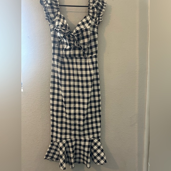 Collectif Black and White Checkered Dress - Picture 4 of 6